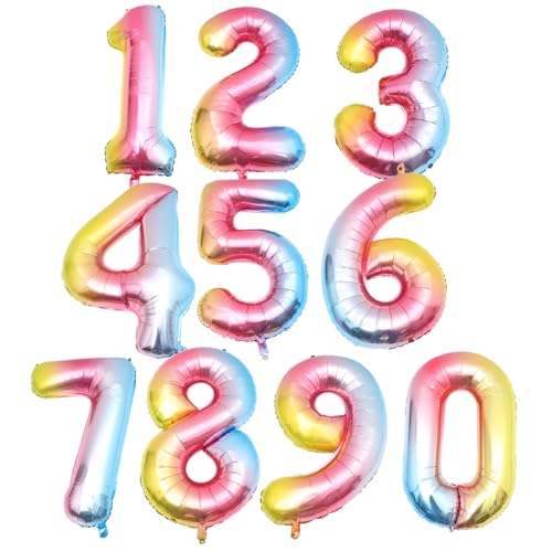 DECHOUS Geburtstagsbedarf 10 Stück Zahlenballons Aus Aluminiumfolie Dekorative Partyballons Für Zuhause von DECHOUS