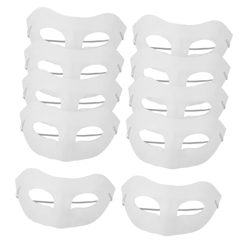 DECHOUS 10 Stück handbemalte maske selber machen Papiermaske dekorieren Domino-Maske Kostümparty Maskerade halloween masken halloweenmaske Abschlussball Maske Cosplay-DIY-Masken Weiß von DECHOUS