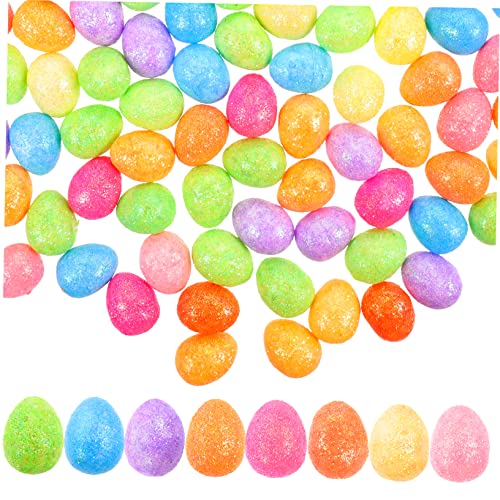 DECHOUS 100 Stück Bunte Schaumeier Glitzereier Hüpfen Schaumeier Mini Mini-eier Zum Basteln Eier Zu Dekorieren Glitzernde Eier Gesprenkelte Eier Schaumeier Zum Basteln Osterdeko von DECHOUS