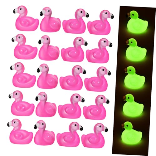 DECHOUS 100 Stück Im Dunkeln Leuchtender Flamingo Kuchendeckel Ornament Klein Tiere Miniatur Winzig Puppenhaus Leuchtende Figuren Glühen Mini-tierfiguren Mini-landschaftszubehör Harz von DECHOUS