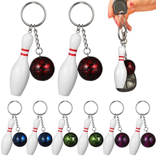 DECHOUS 10CS Bowling Pins Schlüsselanhänger: Mini Bowling Ball Schlüsselanhänger Schlüsselanhänger Bowling Party Mitgebsel Bowlingkugel Souvenir Geschenke (Zufällige Farbe) von DECHOUS
