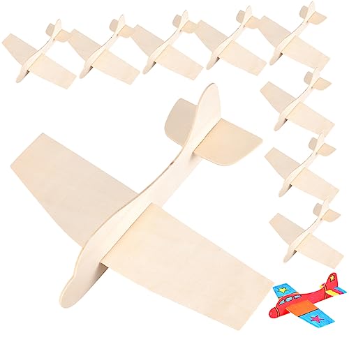 DECHOUS 10Stücke Holzflugzeug Bausatz Zum Zusammenbauen DIY Holzspielzeug Gestalten Für Kreative Bastelprojekte von DECHOUS