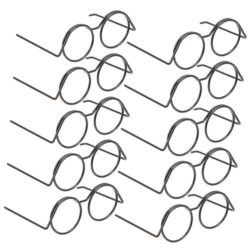 DECHOUS 10Stücke Puppenbrillen Aus Runde Rahmen Ohne Gläser Klassische Schwarze Augenbrillen Für Puppen Accessoires Für Puppenhäuser Und Dekoration von DECHOUS