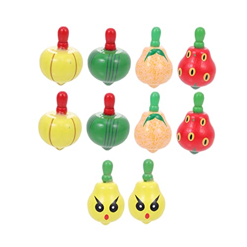 DECHOUS 10Stücke Wooden Fruit Tops Toy Early Educational Spinning Gyros Cognitive Play for Random Styles Fun and Engaging Learning Tool von DECHOUS