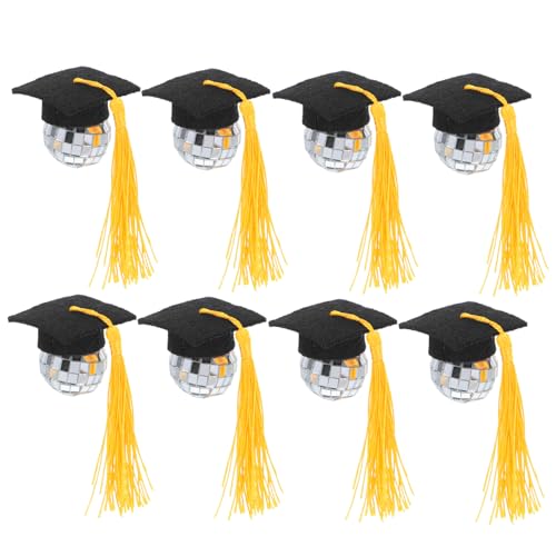 DECHOUS 10pcs Dekorative Abschlussfeier Cupcakes Dekorationen Kleiner Disco -ball Gestaltet Quasten -kappen -topper Verleihen Der Absolventen Party DIY -kuchen -dekore Spaß von DECHOUS