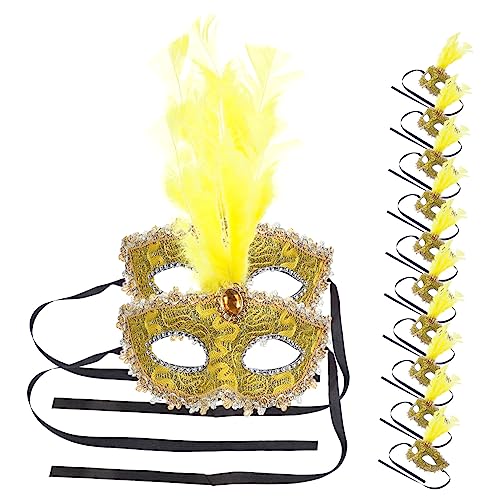 DECHOUS 12 Stück Karnevalsmaske Wimperntusche Maskerade-Jahrgang maskiert Schlag Masken the hallow halloween mitgebsel cosplays heeloween halllowen Partyzubehör Cosplay-Maske Feder Yellow DECHOUS 12 Stück Karnevalsmaske Wimperntusche Maskerade-Jahrgang maskiert Schlag Masken the hallow halloween mitgebsel cosplays heeloween halllowen Partyzubehör Cosplay-Maske Feder Yellow von DECHOUS