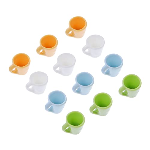 DECHOUS 12 Stück Mini-Becher Trinken Miniaturen Porzellan Klein Küchenzubehör Für Puppenstuben Rostfrei DIY Puppenhausverzierung Mini-puppenhaus-teetasse Mit Mini-teetasse Harz von DECHOUS