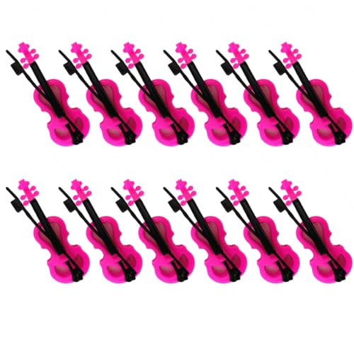 DECHOUS 12 Stück Mini-Geige Musical Toy Instruments für spielzeuge für Kinderzimmer Miniatur-Geigenmodelle Mini Violine Plastik Rosy von DECHOUS