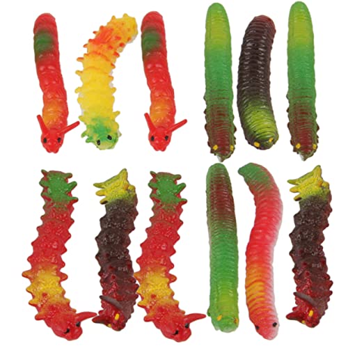 DECHOUS 12 Stück Raupe verrückt gefälscht Streich realistisch Insekt kinderspielzeug Halloween Decorations hühner Simulation kriechendes Tier Zecken Requisiten Plastik von DECHOUS