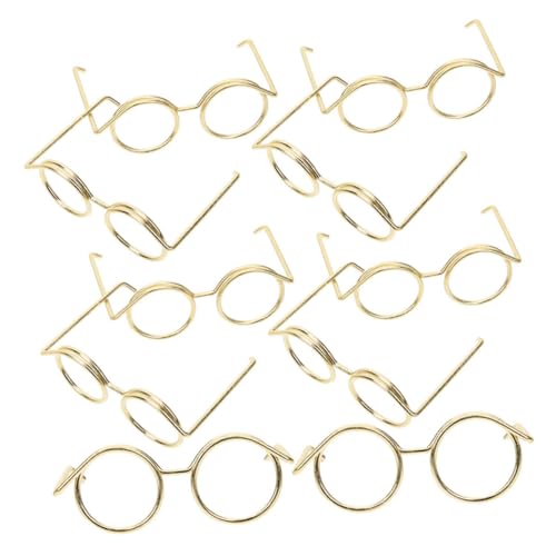 DECHOUS 12 Stück Teiliges Mini Brillen für Puppen Filigrane Metallrahmen ohne Gläser Goldfarbene Runde Puppenbrillen für DIY Dekoration und Puppenkleidung Leicht Anzuziehen Langlebiges von DECHOUS