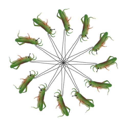 DECHOUS 12 Stück Teiliges Realistische Heuschrecken Figuren aus Flexiblem Pädagogische Insekten spielzeuge für Party deko und Cake Topper Fördert Neugier und Wissenschaftliche Entdeckung von DECHOUS