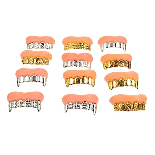 DECHOUS 12 Stück Zahnarztprotokoll formbar Dekorationen Reißzähne LED Blut Halloween schminke Halloween Make up kollegen Buckteeth-Zubehör Cosplay PVC von DECHOUS