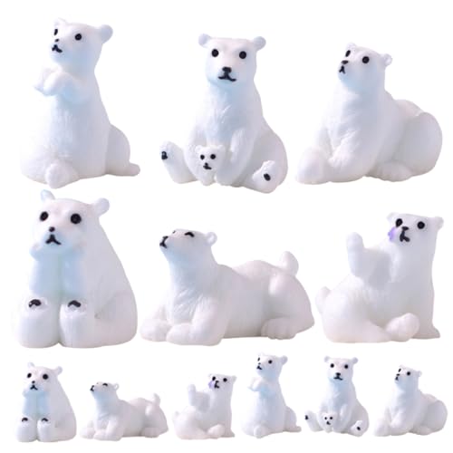 DECHOUS 12Stücke Mini Bärenfiguren Tierfiguren Aus Harz Für Garten Dekoration Und DIY Kunsthandwerk Für Landschaften Und Puppenhäuser von DECHOUS