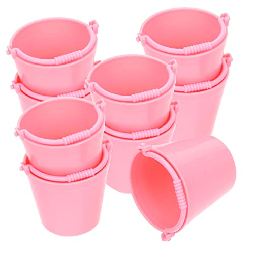 DECHOUS 15 Stück Mini-Eimer Miniatur-Eimer-Ornament Miniaturdekoration Eimer Für Gefälschte Eimer Miniaturspielzeug Miniaturornament Mini-garteneimer Plastik Rosa von DECHOUS