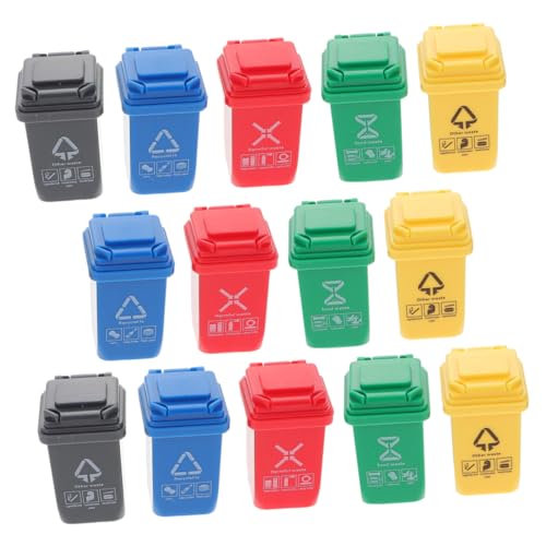 DECHOUS 15 Stück Miniatur-puppenhaus Mini -mülldose Miniatur-mülleimer Behälter Kleiner Eimer Mit Deckel Miniaturen Mülltonne Häuser Kleine Tonne Recyceln Winzig Hausmülleimer Plastik von DECHOUS