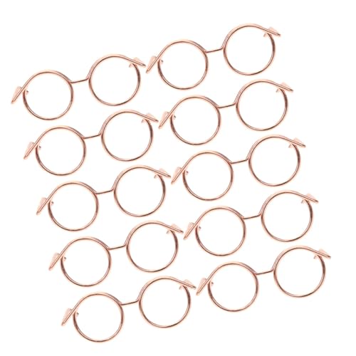 DECHOUS 15 Stück Teiliges Miniatur Puppenbrillen aus Metall Drahtrahmen Roségold für Puppenkostüme Rollenspiel Zubehör Kleines Leichtes Design für Vielfältige Anlässe und Geschenke von DECHOUS