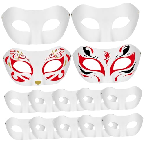 DECHOUS 15 Stück Zellstoffmaske selber machen handbemalte Masken Party-Cosplay-Masken diy face mask halloween masken Maskerade Masken Masse eine Maske für eine Maskeradeparty für Frauen von DECHOUS