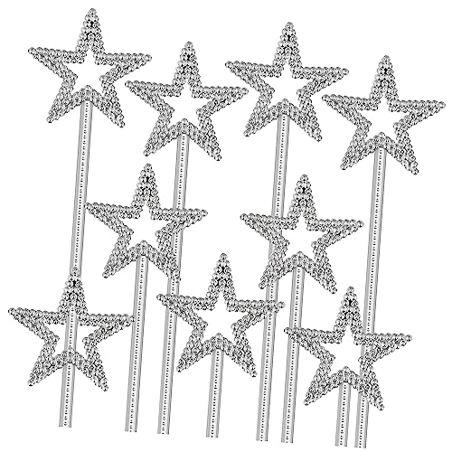 DECHOUS 15 Stücke Prinzessin Engel Fee Stern Zauberstäbe Silber Kunststoff Fee Sticks Für Mädchen Weihnachten Party Requisiten von DECHOUS