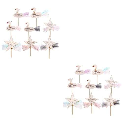 DECHOUS 16 Stück Kuchenspieße Kuchenaufsatz Stern Dessertaufsatz Party Essbares Hochzeitstorten Ornament Cupcake Glitzer Geburtstagstorten Dekorationen Schwarzer Bambus von DECHOUS