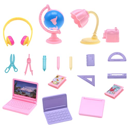 DECHOUS 18-Teiliges Mini-Schulmaterial Für Puppen: Miniatur-Schreibwaren-Spielzeug-Set Für Mädchenpuppen Kleines Bürobedarfsset Puppenstubenzubehör Für Kleinkinder Von 1–3 Jahren von DECHOUS