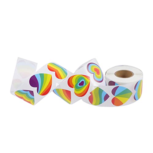 DECHOUS 1Rolle Herz Aufkleber Regenbogen Pride Aufkleber Selbstklebende Sticker Für Dekoration Valentinstag Und Kreative Projekte Herzförmige Kleber Rolle von DECHOUS