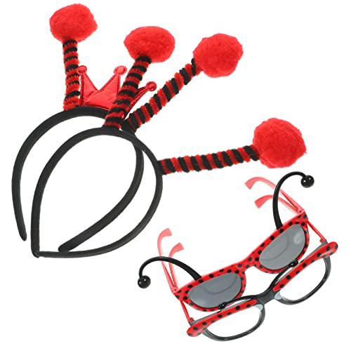 DECHOUS 1Satz Ladybug Stirnband und Sonnenbrille Set Kreatives Kostümzubehör für Partys Cosplay Karneval und Geburtstagsfeiern für Damen mit Charmantem Marienkäferdesign DECHOUS 1Satz Ladybug Stirnband und Sonnenbrille Set Kreatives Kostümzubehör für Partys Cosplay Karneval und Geburtstagsfeiern für Damen mit Charmantem Marienkäferdesign von DECHOUS