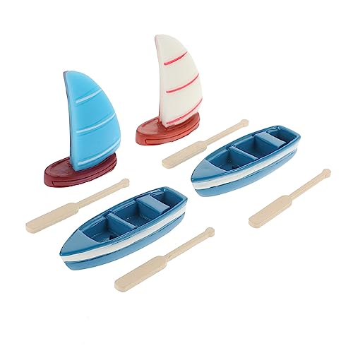 DECHOUS 1Satz Resin Boat Model for Micro Landscape Decorations Boats Wood Chips Large Sailboat Large Sailboat for Ocean Beach Scene Decor von DECHOUS