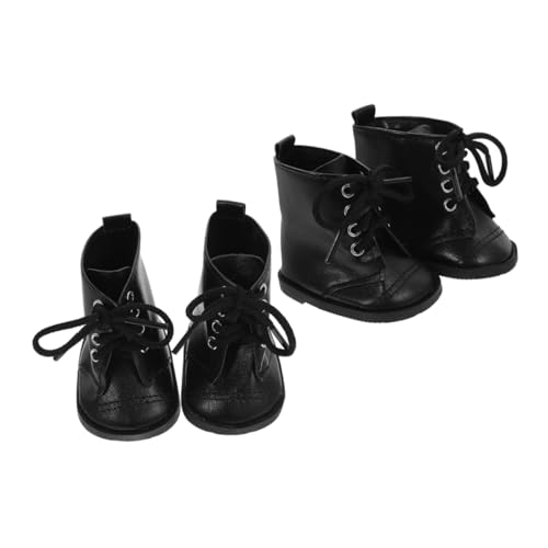DECHOUS Stilvolle Miniatur-Schuhe Für Puppen 2 Paar Ankleidestiefel Puppenhaus-modeschuhe Pu-Leder von DECHOUS