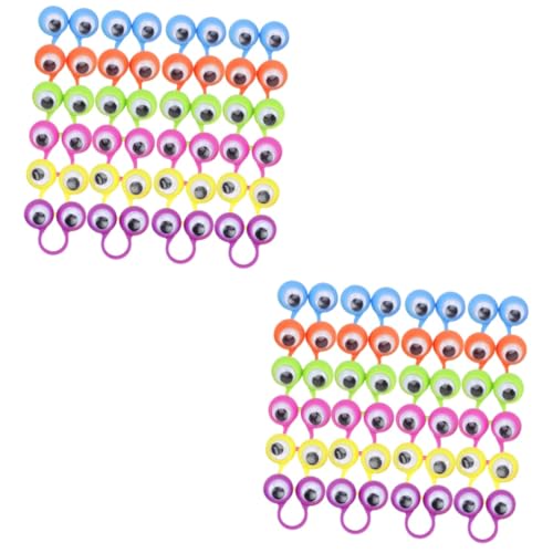 DECHOUS 2 Sätze Aktivitätsringspielzeug Ringe Augenfinger Ball Blau Kind Fingerpuppen Augapfel Fingerpuppe Augen Kulleraugenring Auge Fingerpuppe Plastik 24 Stück * 2 von DECHOUS