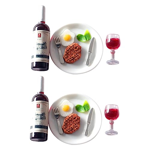 DECHOUS 2 Sätze Miniatur-Lebensmittelspielzeug Wein Party Mini-Hausschmuck Küchenzubehör für Puppenstuben Dekorationen vielzweckleiter Mehrzweck Zubehör für Puppenhäuser Mini Hausmannskost von DECHOUS