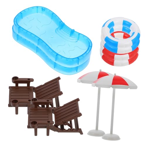 DECHOUS 2 Sätze Miniatur Puppenhaus Schwimmbad Zubehör mit Schwimmring Liegestuhl und Sonnenschirm Mikro Landschaft für Mini Haus Dekoration und DIY Garten Ornamente DECHOUS 2 Sätze Miniatur Puppenhaus Schwimmbad Zubehör mit Schwimmring Liegestuhl und Sonnenschirm Mikro Landschaft für Mini Haus Dekoration und DIY Garten Ornamente von DECHOUS