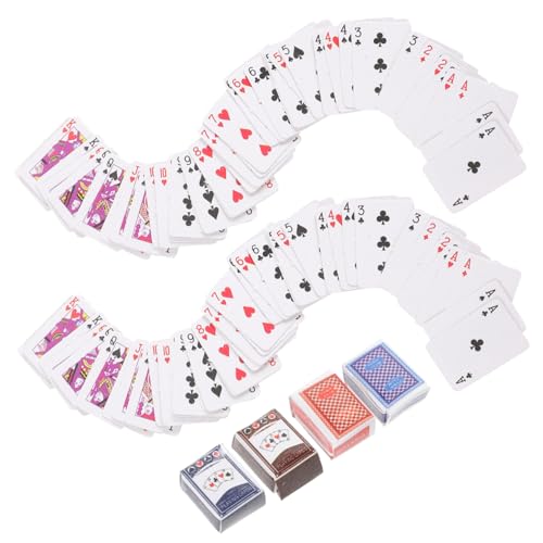 DECHOUS 2 Sätze Reisekartenspiele Kleine Karten Minikarten Spielkarten, Für Partys Kinderpuppenhausspielzeug Kleines Spielkartenset Mini-kartenspiele Miniatur-pokerkarten Papier von DECHOUS