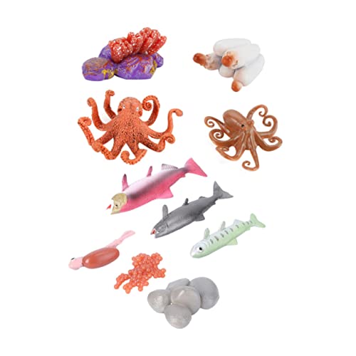DECHOUS 2 Sets Fischwachstumszyklus Modelle Mini Kinderspielzeug Outdoor Meerestier Oktopus Ornament Lachs Lebenszyklus Modell Ausstellungsmodell Oktopus Lebenszyklus von DECHOUS