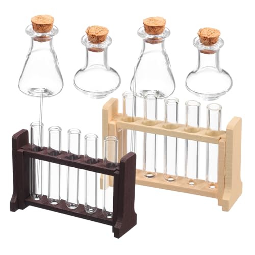 DECHOUS 2 Sets Mini Reagenzglas Aus Kunstglas Messbecher Set Zubehör Puppenhaus Laborausrüstung Puppenröhre Kinderpuppenhaus Röhre Puppenhaus Mini Wissenschaftliche Experimente von DECHOUS