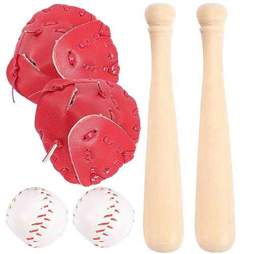 DECHOUS 2 Sets Miniatur-Baseballschläger Und Handschuh-Set: Puppenhaus-Sportdekorationszubehör Simulation Eines Winzigen Baseball-Kuchenaufsatzes – Gastgeschenke Für Kindergeburtstage von DECHOUS