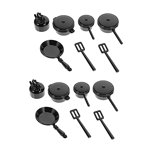 DECHOUS 2 Sets Puppenhaus Puppenhausmodelle Puppenhausbedarf Puppenhaus Schreibtischdekor Miniaturtopf Puppenhauszubehör Puppenhausküchen Kochgeschirr Puppenhaus Kochgeschirr Set von DECHOUS