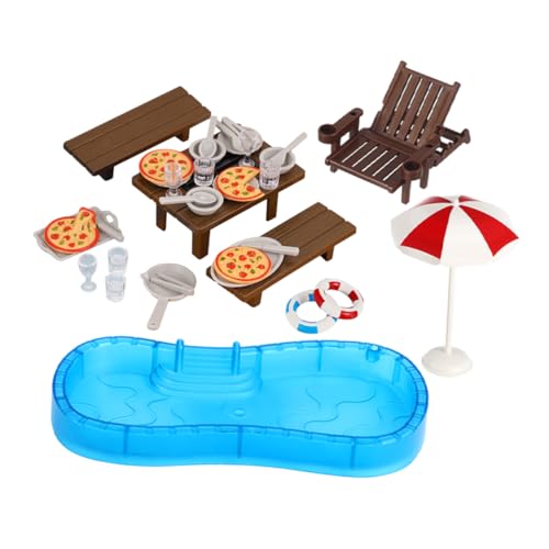 DECHOUS 2 Sets Set Puppenhaus Schwimmbad Puppenhauszubehör Strand Miniatur Puppenhaus Dekoration Miniaturmöbel Strand Miniaturhaus Dekoration DIY Miniaturbausatz Kunststoff von DECHOUS