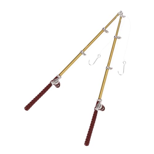 DECHOUS 2 Stück Angelrutenmodell Mini Bausatz Fliegen Spule Angelrute Für Stangen Figur Angelrute Mikro -angelrute Kleine Angelrute Puppenhauszubehör Nylon Faden von DECHOUS