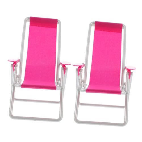 DECHOUS 2 Stück Babystuhl Mini-klappstuhl Zusammenklappbarer Strandsonnenstuhl Miniatur Puppenhaus-chaiselongue Puppe Strandkorb Mini -hausdekoration Stuhlmodell Bildungsspielzeug Stoff von DECHOUS