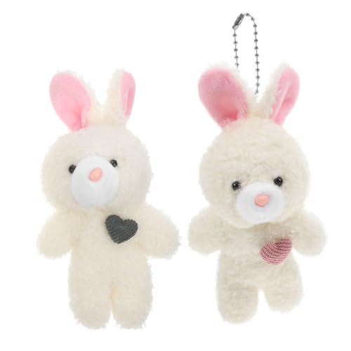 DECHOUS 2 Stück Blush Bunny Charm Stofftiere Geburtstagsaccessoire Rucksack Kinderanhänger Soft Key Kaninchen Mini Tier Niedliche Kleine Häschen Party Gastgeschenke Häschen Party von DECHOUS