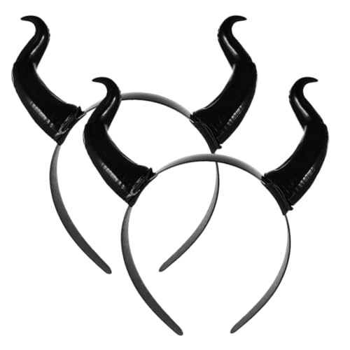 DECHOUS 2 Stück Halloween Hörner Haarreif aus Kunststoff Leichtes Bequemes Cosplay Stirnband für Erwachsene Abnehmbar für Kostümpartys und Fasching von DECHOUS