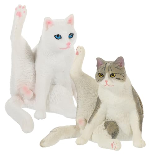 DECHOUS 2 Stück Katzenmodell Tiere Figuren Cutie Cats katzenspielzeuge katzenspielzeug für Katzen kleine Katzenverzierung Cartoon-Kätzchen deko kleine Katze schmücken Kätzchenfigur Plastik von DECHOUS
