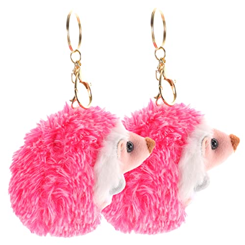DECHOUS 2 Stück Kleiner Igel-anhänger Plüsch Schlüssel Ornament Mini - Ausgestopfter Igel Rucksack-Tiere-anhänger Taschenanhänger Cartoon Hängende Dekoration Rosa Metall von DECHOUS
