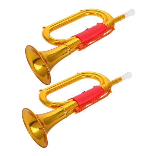 DECHOUS 2 Stück Laderequisiten Hörtrompete Trompete Partygebläse Kinderspielzeug Trompete Trompete Musikinstrumentenmodelle Klingendes Frühkindliche Musikspielzeuge Goldener Kunststoff von DECHOUS