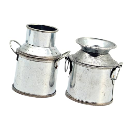 DECHOUS 2 Stück Mini-Hausmodelle bastelset basteln für hühner metalldeko Dekoration für Miniaturhäuser Puppe Miniaturdekor Krug Mini -Vase kleine Vase Eisen Silver von DECHOUS
