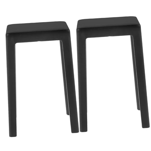 DECHOUS 2 Stück Mini-Hockerstuhl bastelset basteln für bastelzeug für Micro Miniatur Puppe Modell eines Mini-Kunststoffhockers Mini-Hocker aus Kunststoff Plastik Black von DECHOUS