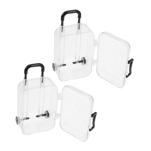 DECHOUS 2 Stück Mini -Kleidung Aufbewahrungsbox Mini-puppenhaus-zubehör Mini-gepäck-partygeschenk Mini-Koffer-bevorzugungsboxen Minikoffer Für Puppen Puppenhauszubehör Plastik Transparent von DECHOUS
