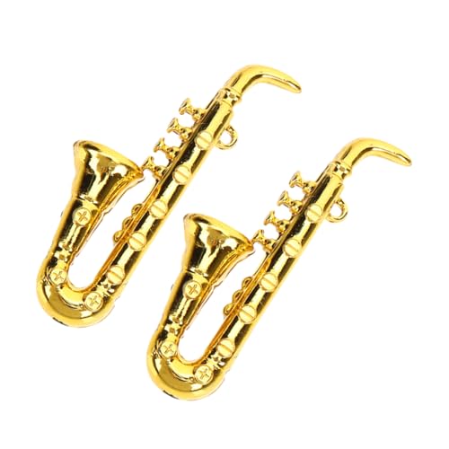 DECHOUS 2 Stück Mini-Saxophon Klein Puppe Stütze Realistisch Mini-Musikinstrument-Dekoration Miniaturen Retro Desktop-miniaturinstrument Ornament Für Musikinstrumente Golden Plastik von DECHOUS