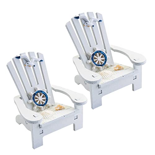 DECHOUS 2 Stück Mini Strandstuhl Ornamente aus Holz Mediterraner Stil Kreative Deko für Zuhause für Stranddekoration und Gesellige Anlässe von DECHOUS