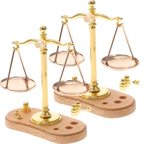 DECHOUS 2 Stück Mini-Waage Bildungsspielzeug Miniatur für kinderzimmerdeko Room Decoration pädagogisches pädagogisches Gleichgewichtsspielzeug Zinklegierung Golden von DECHOUS